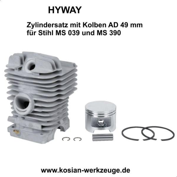 Hyway Zylindersatz mit Kolben für Stihl MS 390 und 039